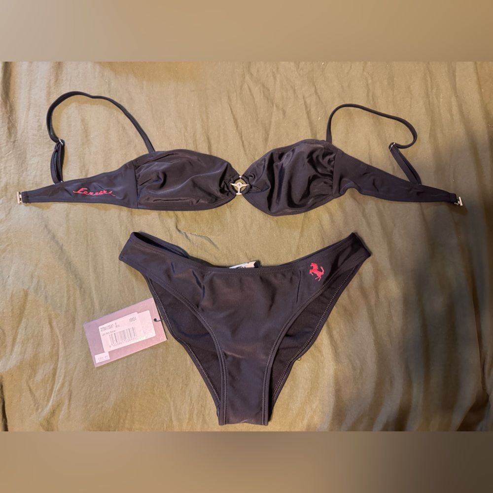Ferrari Black Bikini with Red Logo and steering wheel NWT